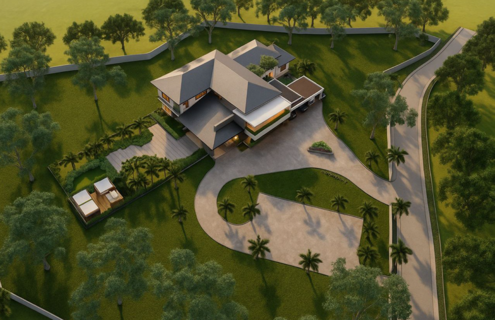 Tropical contemporary Family Villa